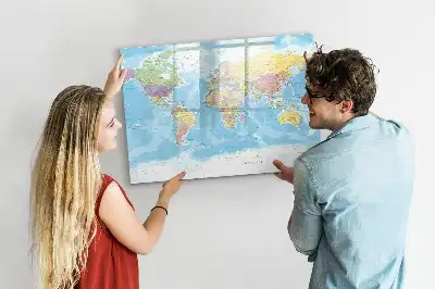 Politická mapa světa popisovatelná magnetická tabule