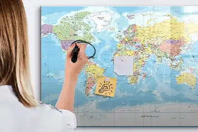 Politická mapa světa popisovatelná magnetická tabule