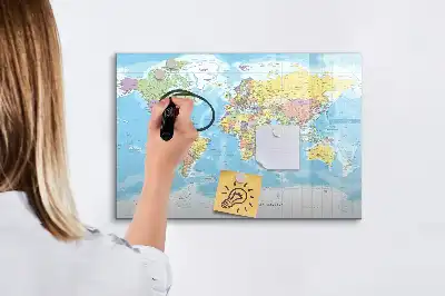 Politická mapa světa popisovatelná magnetická tabule