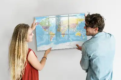 Politická mapa světa popisovatelná magnetická tabule