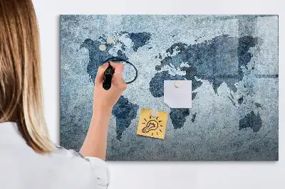 Popisovatelná magnetická tabule s motivem malované mapy světa