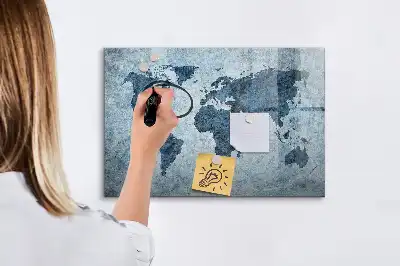 Popisovatelná magnetická tabule s motivem malované mapy světa