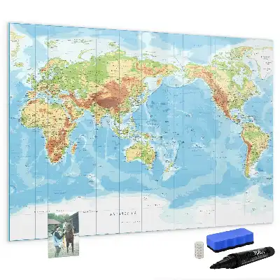 Magnetická kreslící tabule s fyzickou mapou světa