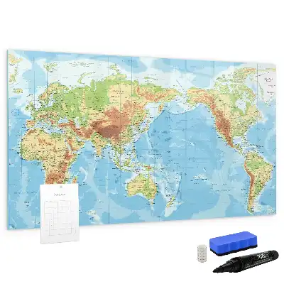 Magnetická kreslící tabule s fyzickou mapou světa