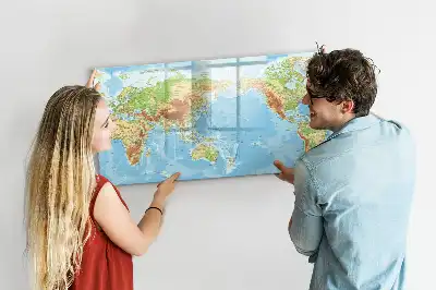 Magnetická kreslící tabule s fyzickou mapou světa