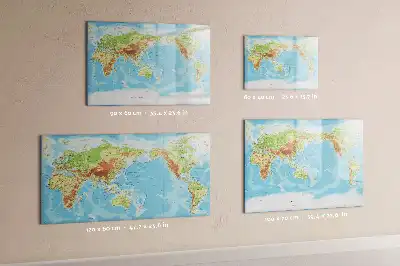 Magnetická kreslící tabule s fyzickou mapou světa