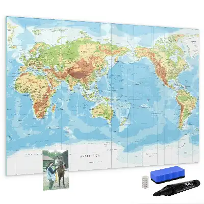 Magnetická kreslící tabule s fyzickou mapou světa