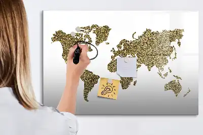 Mapa světa popisovatelná magnetická tabule