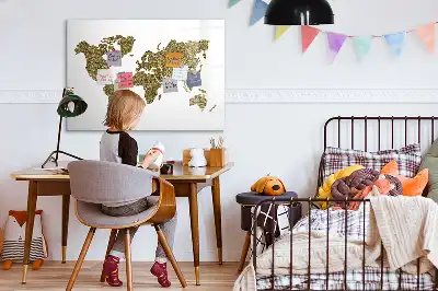 Mapa světa popisovatelná magnetická tabule