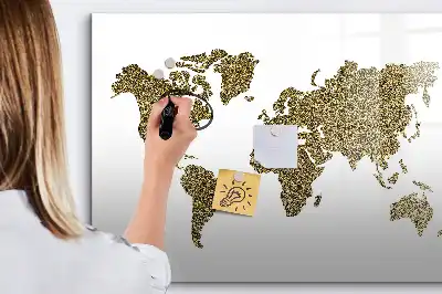 Mapa světa popisovatelná magnetická tabule