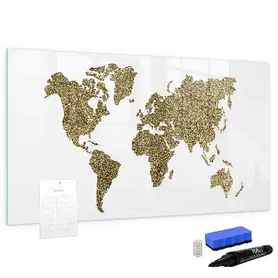 Mapa světa popisovatelná magnetická tabule