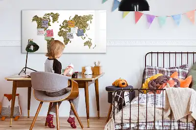 Mapa světa popisovatelná magnetická tabule