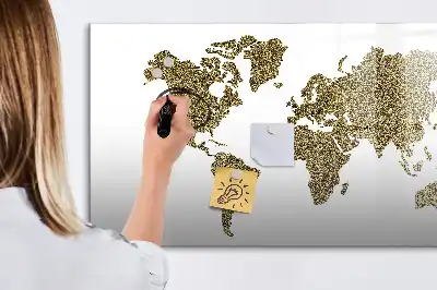 Mapa světa popisovatelná magnetická tabule