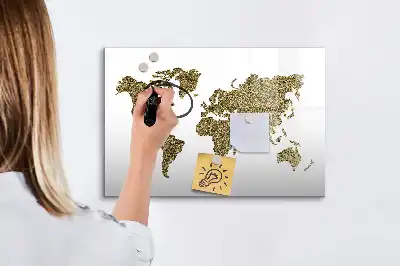Mapa světa popisovatelná magnetická tabule