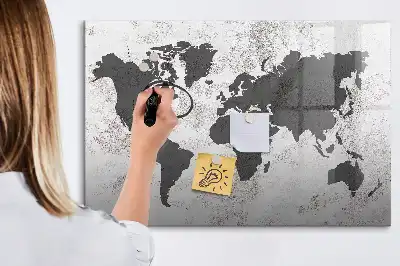Magnetická kreslící tabule v designu mapy světa na betonu