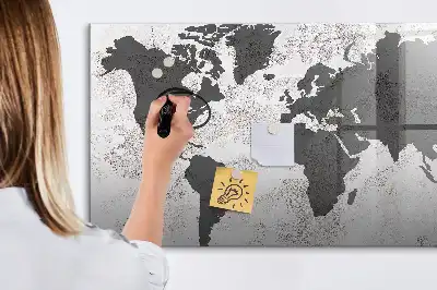 Magnetická kreslící tabule v designu mapy světa na betonu