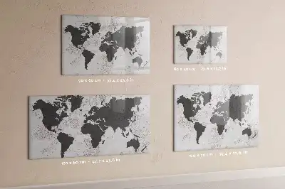 Magnetická kreslící tabule v designu mapy světa na betonu