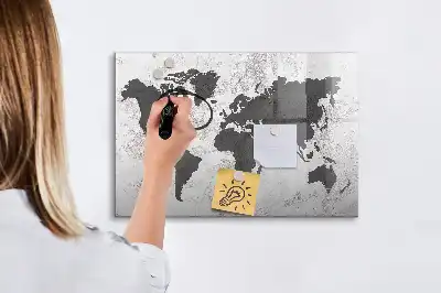 Magnetická kreslící tabule v designu mapy světa na betonu