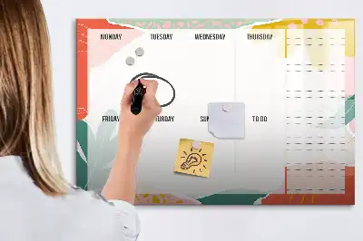 Magnetická kreslící tabule základní týdenní plánovač
