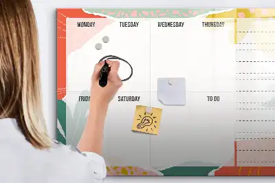 Magnetická kreslící tabule základní týdenní plánovač