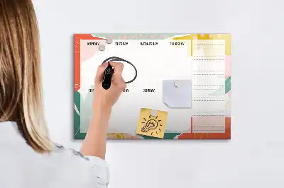 Magnetická kreslící tabule základní týdenní plánovač
