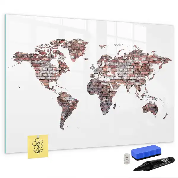 Magnetická kreslící tabule cihlová mapa světa