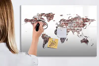 Magnetická kreslící tabule cihlová mapa světa