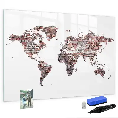 Magnetická kreslící tabule cihlová mapa světa