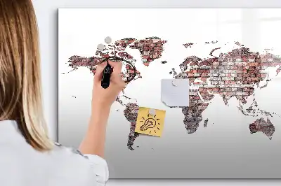 Magnetická kreslící tabule cihlová mapa světa