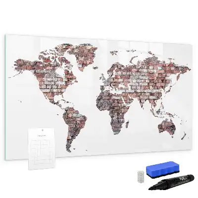 Magnetická kreslící tabule cihlová mapa světa