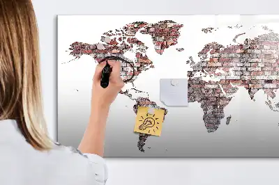 Magnetická kreslící tabule cihlová mapa světa