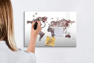 Magnetická kreslící tabule cihlová mapa světa
