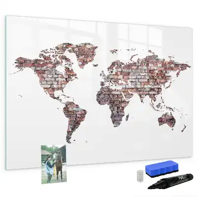 Magnetická kreslící tabule cihlová mapa světa