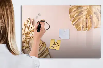 Magnetická kreslící tabule se vzorem zlatých tropických listů