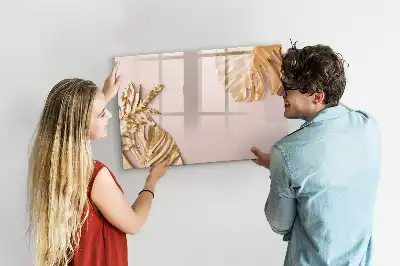 Magnetická kreslící tabule se vzorem zlatých tropických listů