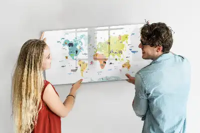 Magnetická tabule s mapou světa zvířat popisovatelná verze