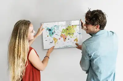 Magnetická tabule s mapou světa zvířat popisovatelná verze