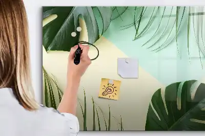 Popisovatelná magnetická tabule s motivem listů monstery