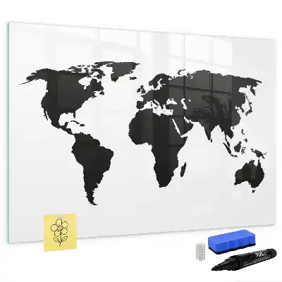 Magnetická kreslící tabule v designu černé mapy světa