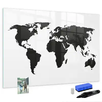 Magnetická kreslící tabule v designu černé mapy světa