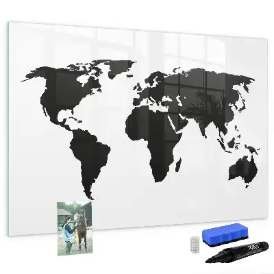Magnetická kreslící tabule v designu černé mapy světa
