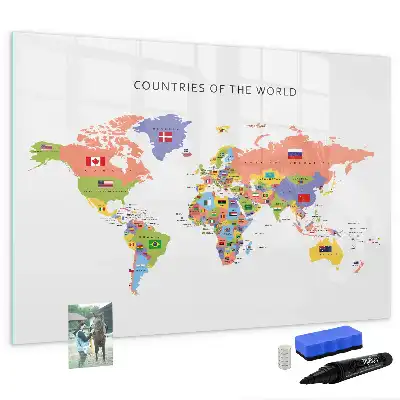 Magnetická kreslící tabule mapa s vlajkami