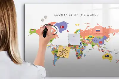 Magnetická kreslící tabule mapa s vlajkami
