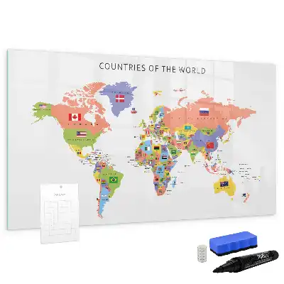 Magnetická kreslící tabule mapa s vlajkami