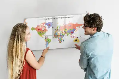 Magnetická kreslící tabule mapa s vlajkami