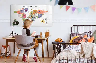 Magnetická kreslící tabule mapa s vlajkami