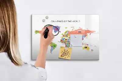 Magnetická kreslící tabule mapa s vlajkami