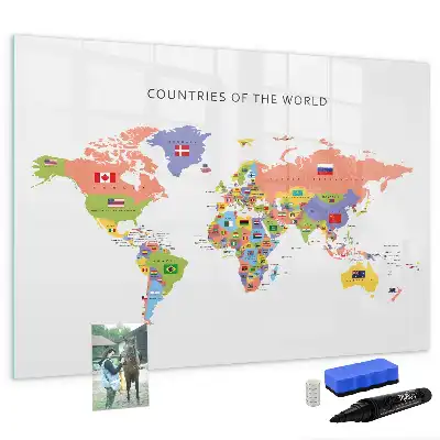 Magnetická kreslící tabule mapa s vlajkami