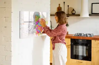 Popisovatelná magnetická tabule s motivem abstrakce mozku
