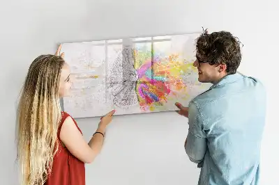 Popisovatelná magnetická tabule s motivem abstrakce mozku